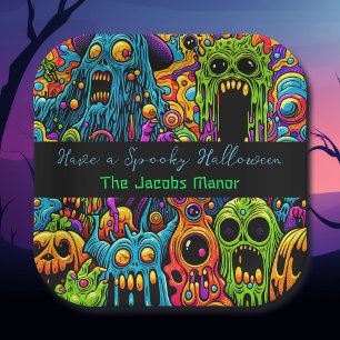 Halloween Party Zombie and Monsters Personalized Paper Plate