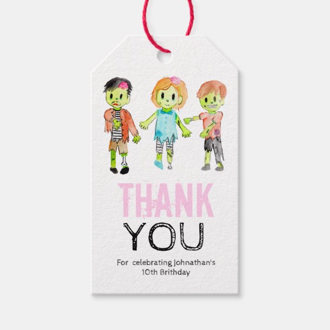 Halloween party zombie favour tags (Front)