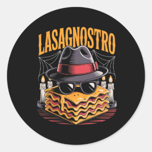 Halloween Pasta Meme Mafia Parody Funny Lasagna Ar Classic Round Sticker