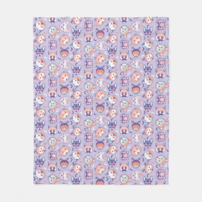 Halloween pastel Cats Fleece Blanket (Front)