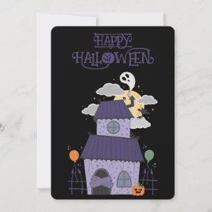 Halloween Pastel Goth Haunted House  Holiday Card