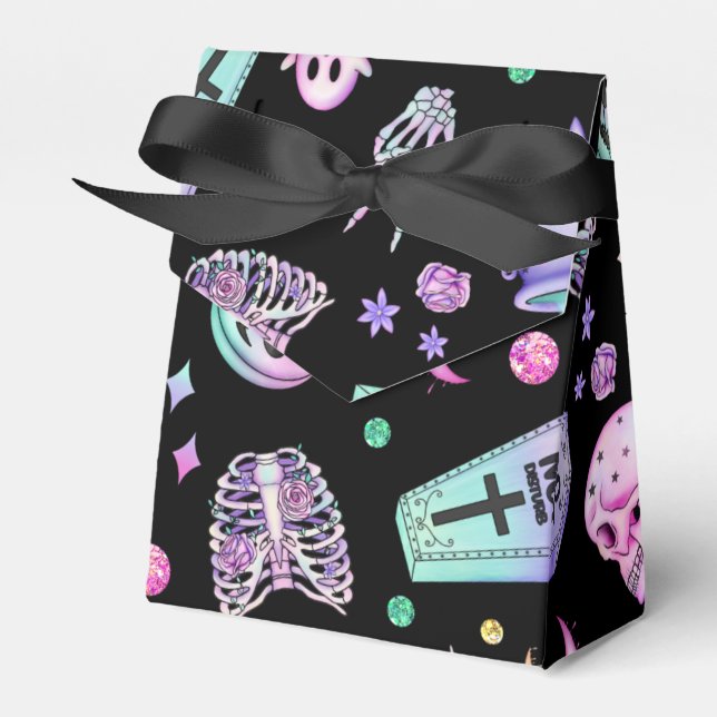 Halloween pastel gothic apothecary and graveyard favor box (Front Side)