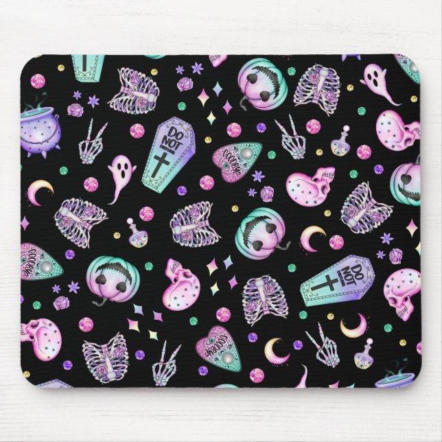 Halloween pastel gothic apothecary and graveyard mouse pad (Front)