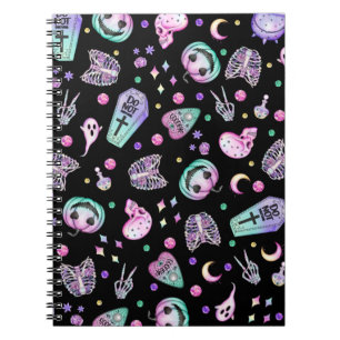 Halloween pastel gothic apothecary and graveyard notebook