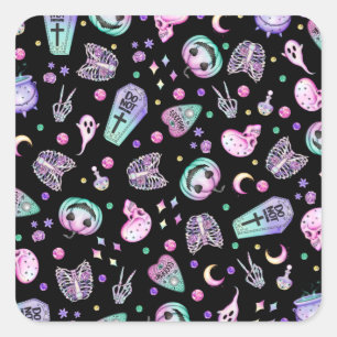 Halloween pastel gothic apothecary and graveyard square sticker