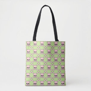 Halloween Pastel Skull Crossbones Green Blush Tote Bag