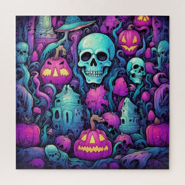 Halloween Pastel Skulls and Pumpkins  Jigsaw Puzzle (Vertical)