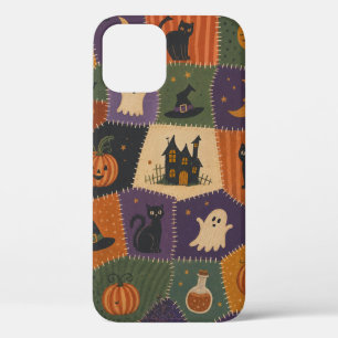 Halloween Patchwork Ghost Cat Haunted House Case