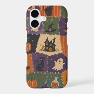 Halloween Patchwork Ghost Cat Haunted House Case