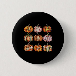 Halloween Patchwork Pumpkin Quilted Fall Aesthetic 2 Inch Round Button
