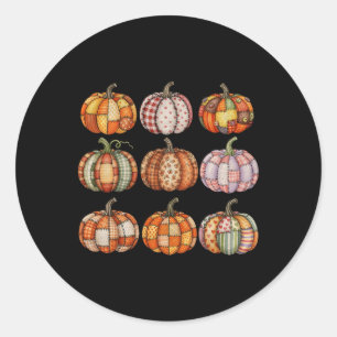 Halloween Patchwork Pumpkin Quilted Fall Aesthetic Classic Round Sticker