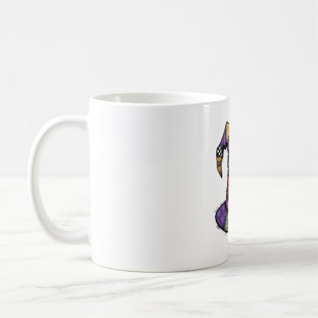 Halloween Patchwork Witch Hat Spooky Coffee Mug (Left)
