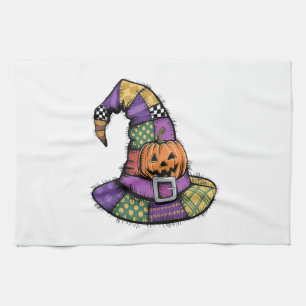 Halloween Patchwork Witch Hat Spooky Kitchen Towel