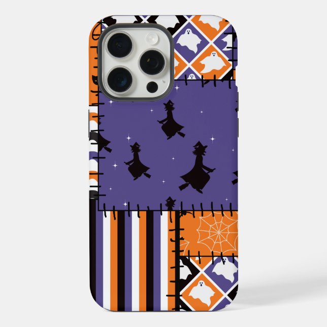Halloween Patchwork Witches Cats iPhone Case (Back)