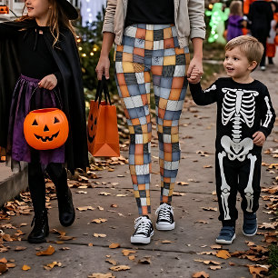 Halloween Patchwork with Spiderwebs Leggings