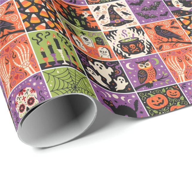 Halloween Patchwork Wrapping Paper (Roll Corner)
