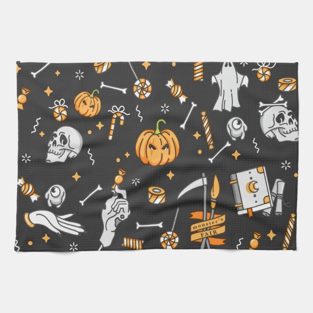 Halloween Pattern 2 Kitchen Towel (Horizontal)