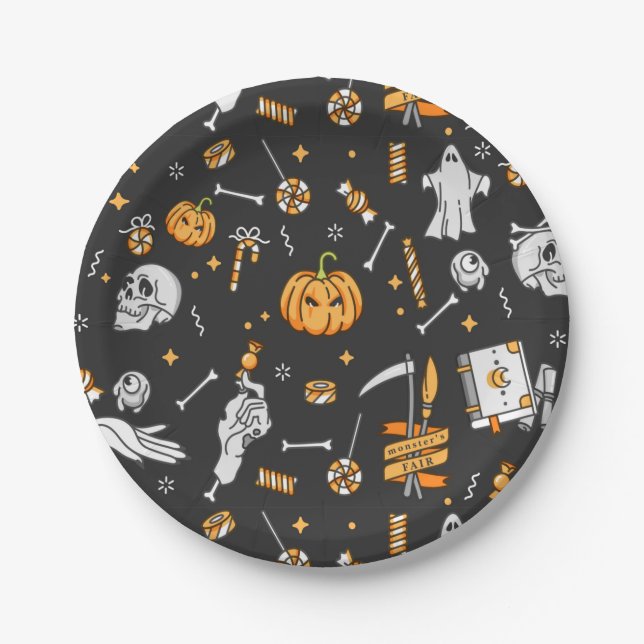 Halloween Pattern 2 Paper Plate (Front)