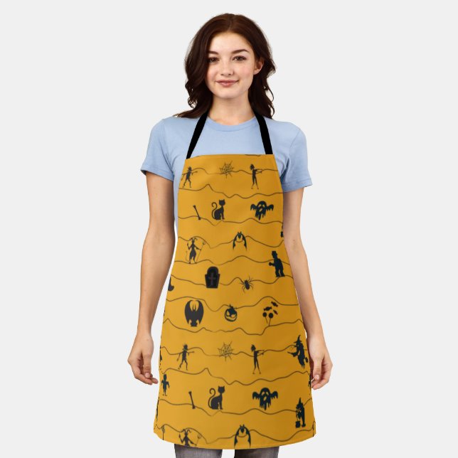 Halloween Pattern Apron (Worn)
