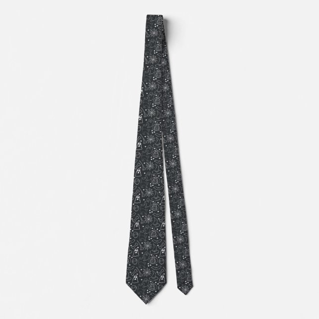 Halloween Pattern Black and White Tie (Front)