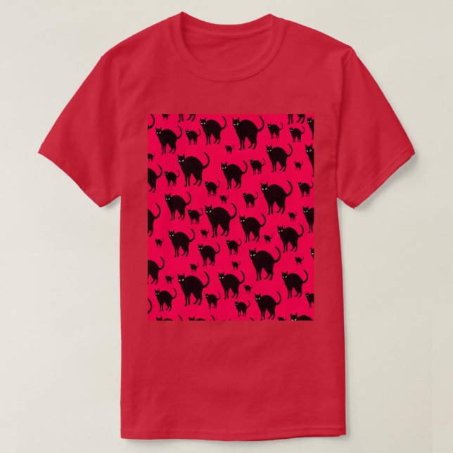 Halloween Pattern Black Cat Black Light Reactive G T-Shirt (Design Front)