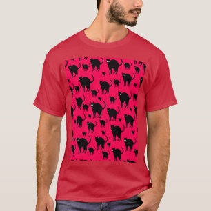 Halloween Pattern Black Cat Black Light Reactive G T-Shirt