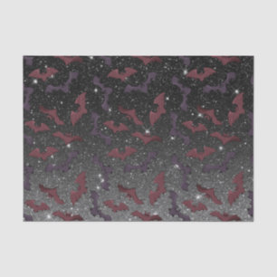 Halloween Pattern Black Glitter Bats Flying Tissue Paper