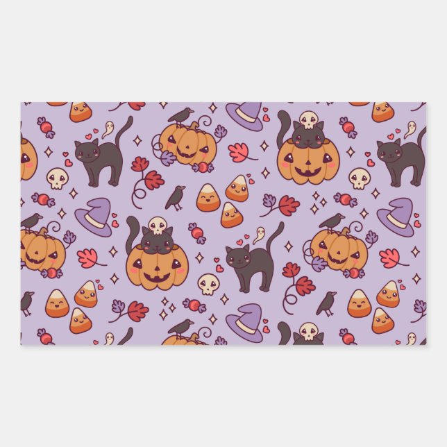 Halloween pattern decoration coffee mug rectangula sticker (Front)