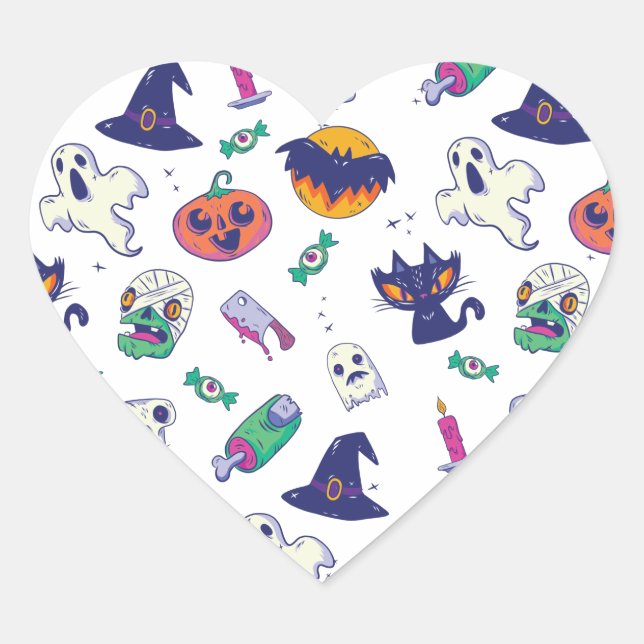 Halloween pattern decoration heart sticker (Front)