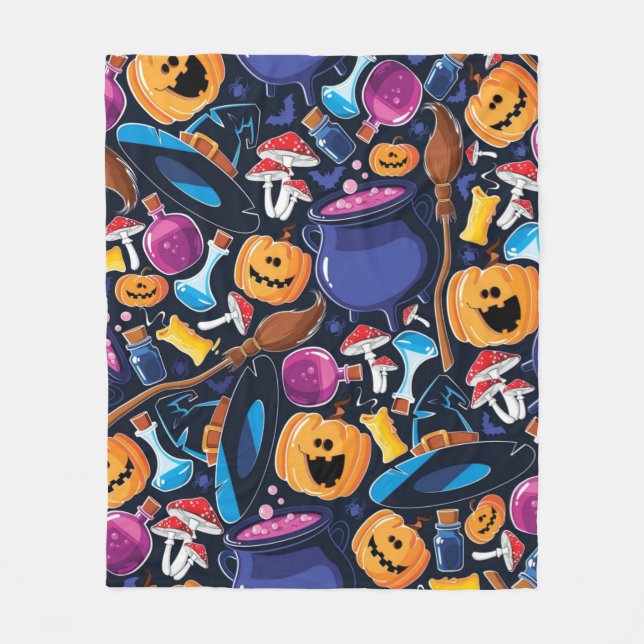 Halloween pattern fleece blanket (Front)