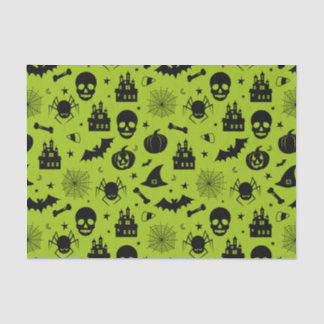 Halloween Pattern Green and Black Tissue Paper