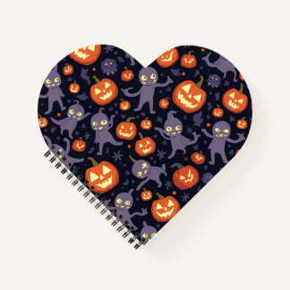 Halloween Pattern Heart Note Notebook