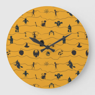 Halloween Pattern Large Clock