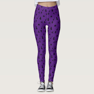 Halloween Pattern Leggings with Black on Purple