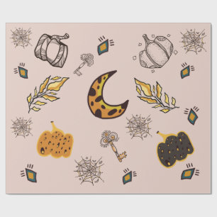 Halloween pattern line art   wrapping paper