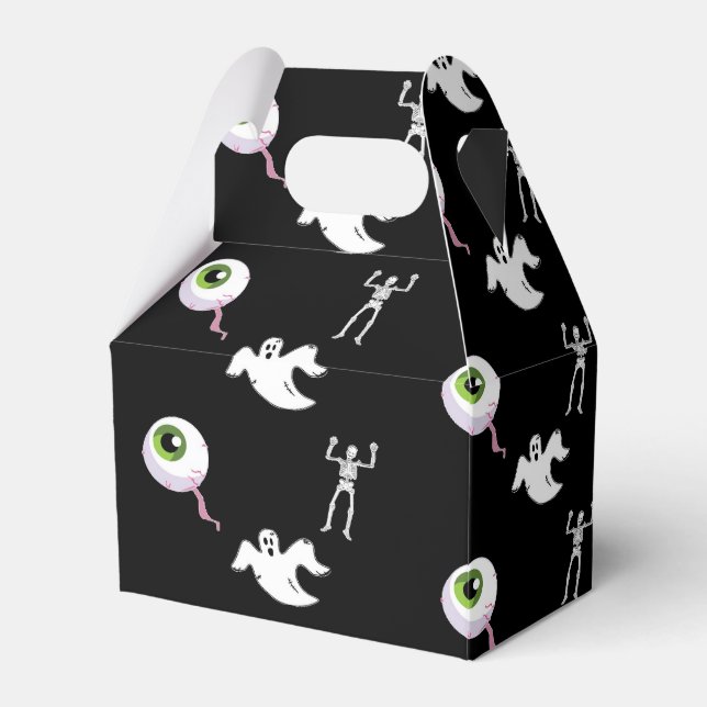 Halloween pattern on black favor box (Front Side)