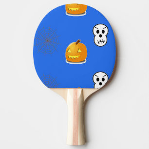 Halloween pattern on blue ping pong paddle