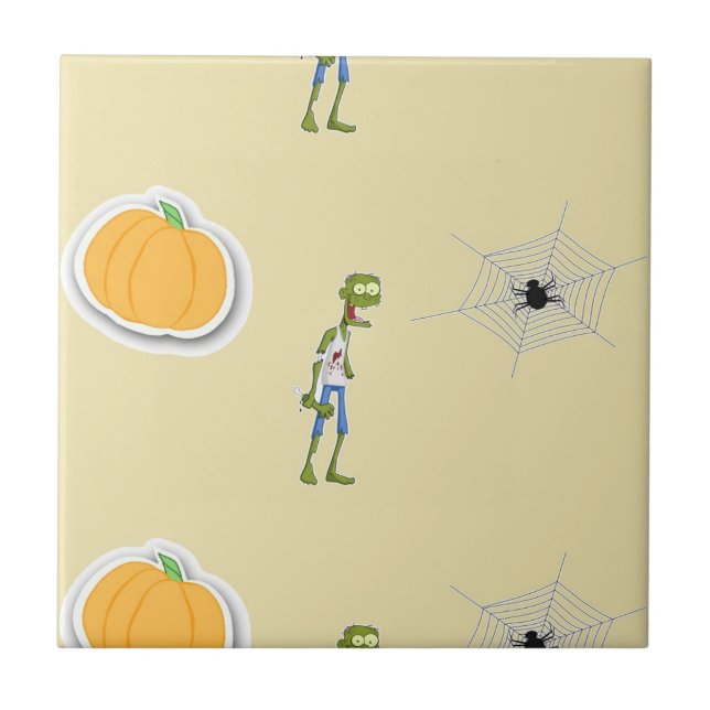 Halloween pattern on cream tile (Front)