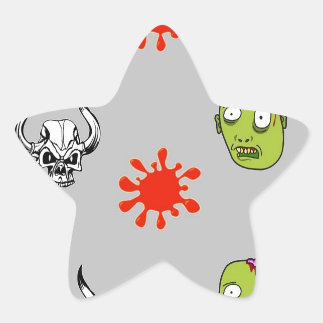 Halloween pattern on grey star sticker (Front)