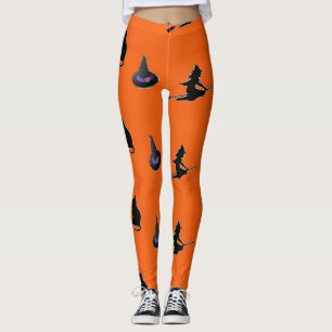 Halloween pattern on orange leggings