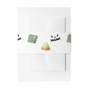 Halloween pattern on white invitation belly band