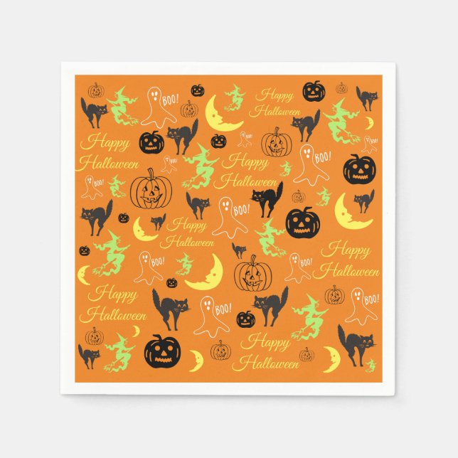 Halloween Pattern Orange Napkin (Front)