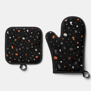 Halloween pattern oven mitt & pot holder set