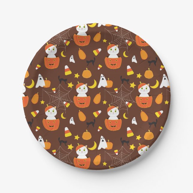 Halloween pattern paper plate (Front)