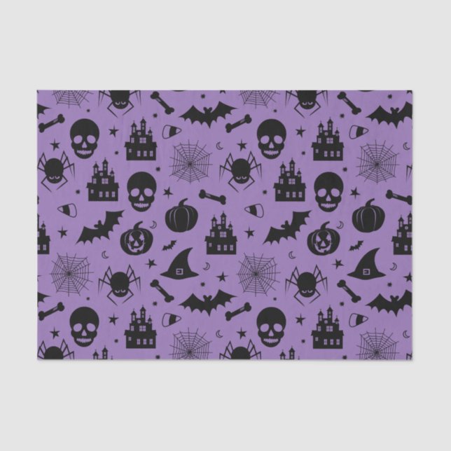 Halloween Pattern Purple and Black Tissue Paper (Front)