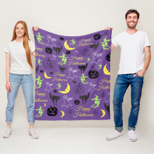 Halloween Pattern Purple Fleece Blanket