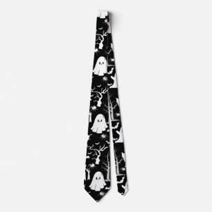 Halloween pattern. Spooky and cute.b Black BG Tie