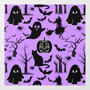 Halloween pattern. Spooky and cute.b L Purple BG Window Cling