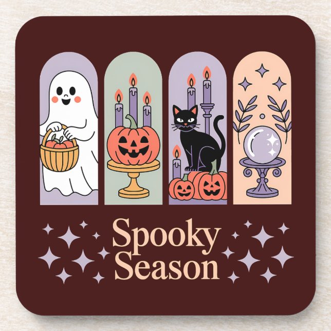 Halloween Pattern Spooky Season Coaster (Front)