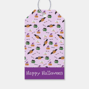 Halloween Pattern Thank You Pumpkins Purple Gift Tags